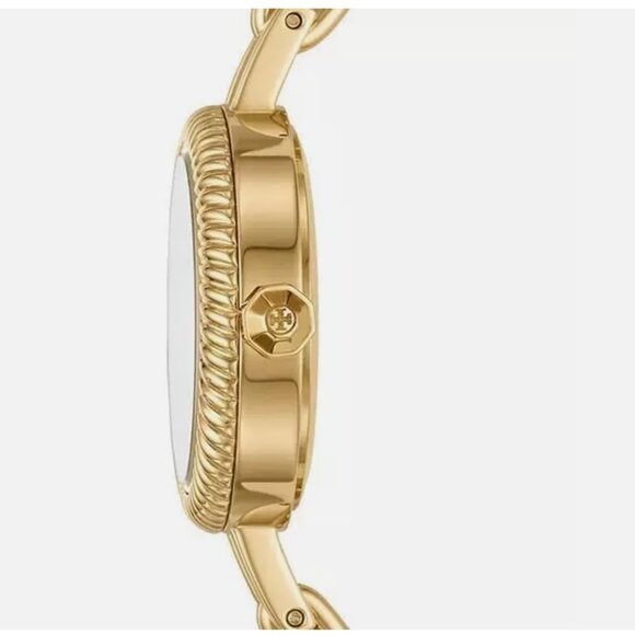 NIB TORY BURCH REVA BANGLE WATCH GIFT SET TBW4029 $279 GOLD TONE MULTICOLOR - Picture 2 of 10
